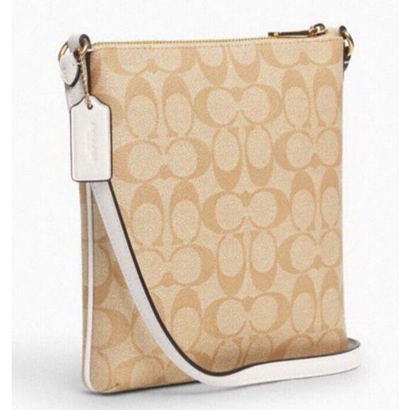 New Coach CS182 Mini Rowan File Bag Logo Signature Light Khaki / Chalk - Picture 3 of 4